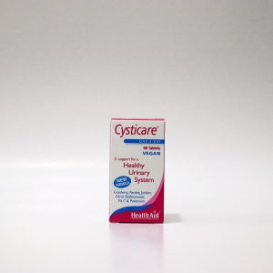 Frasco de Cysticare 60 comprimidos Health Aid – suplemento para saúde urinária